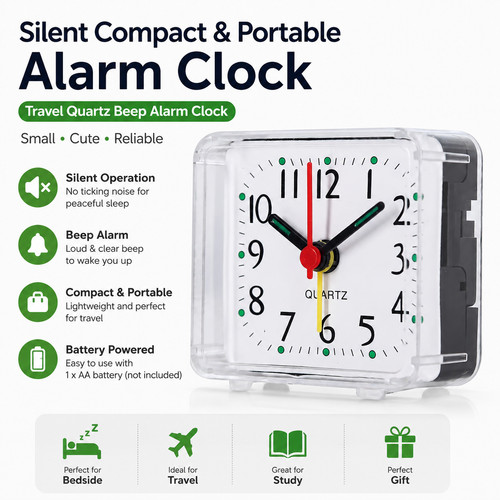 Silent travel alarm clock - alarm,