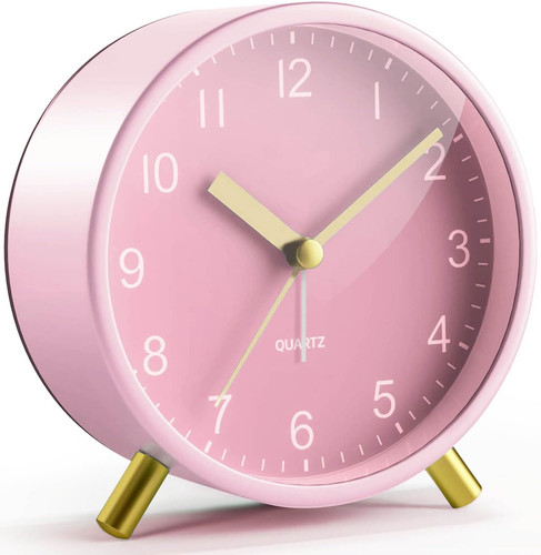 Pink analog alarm - clock, for